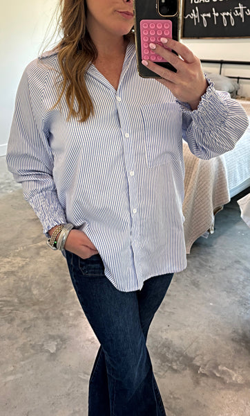 DREW PINSTRIPE BLOUSE