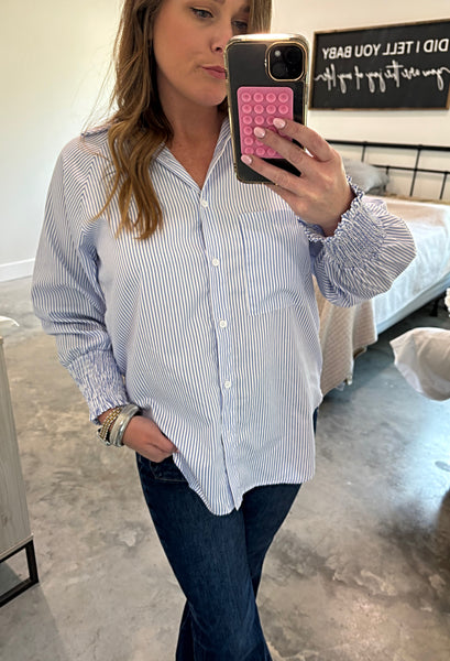 DREW PINSTRIPE BLOUSE
