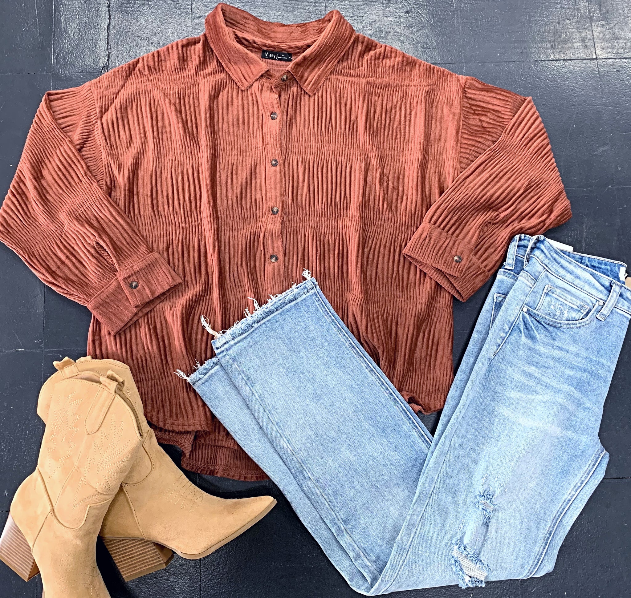 BRICK VELVET TOP