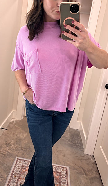 ROSY RELAXED RIBBED TOP