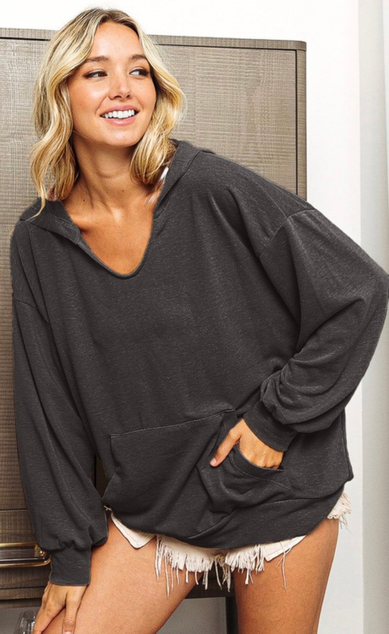 TERRY CHARCOAL PULLOVER