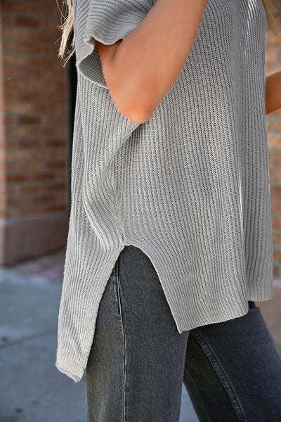 SIDE SLIT OVERSIZED SWEATER TOP