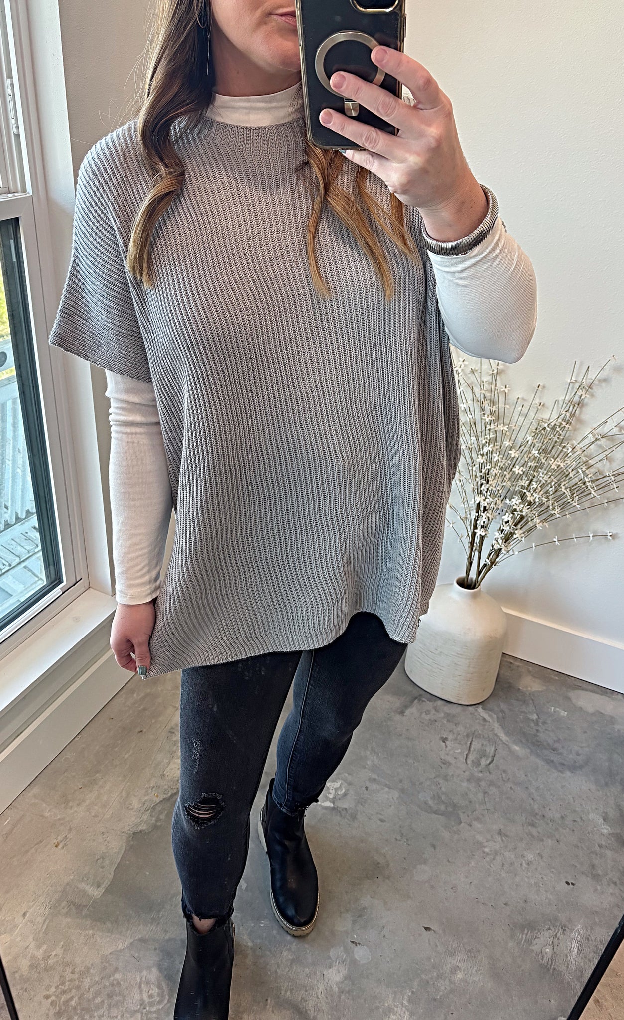 SIDE SLIT OVERSIZED SWEATER TOP