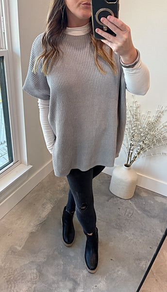 SIDE SLIT OVERSIZED SWEATER TOP