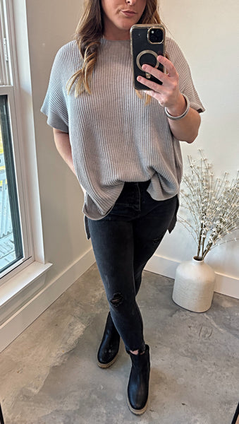 SIDE SLIT OVERSIZED SWEATER TOP