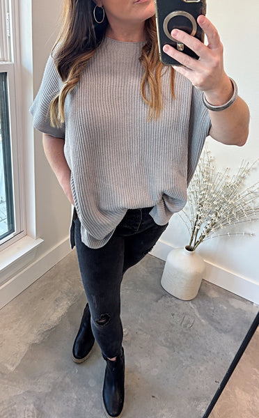 SIDE SLIT OVERSIZED SWEATER TOP