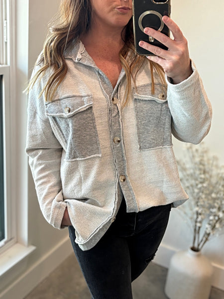 GRAY TEXTURED SHACKET