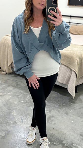 DUSTY BLUE REVERSIBLE SWEATSHIRT