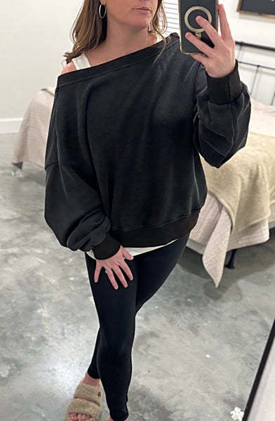 BLACK REVERSIBLE SWEATSHIRT