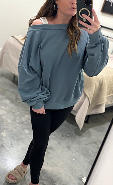 DUSTY BLUE REVERSIBLE SWEATSHIRT