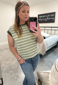 SPENCER STRIPED CONTRAST TOP