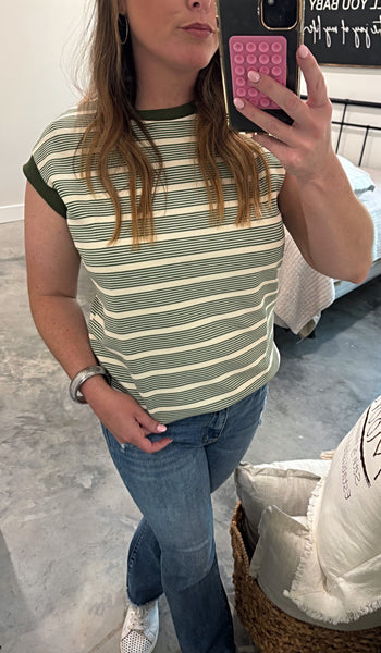 SPENCER STRIPED CONTRAST TOP