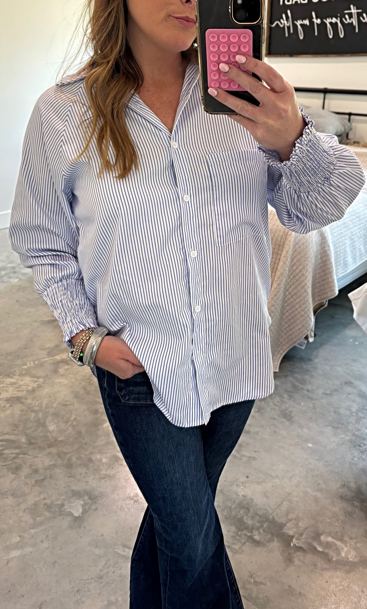 DREW PINSTRIPE BLOUSE